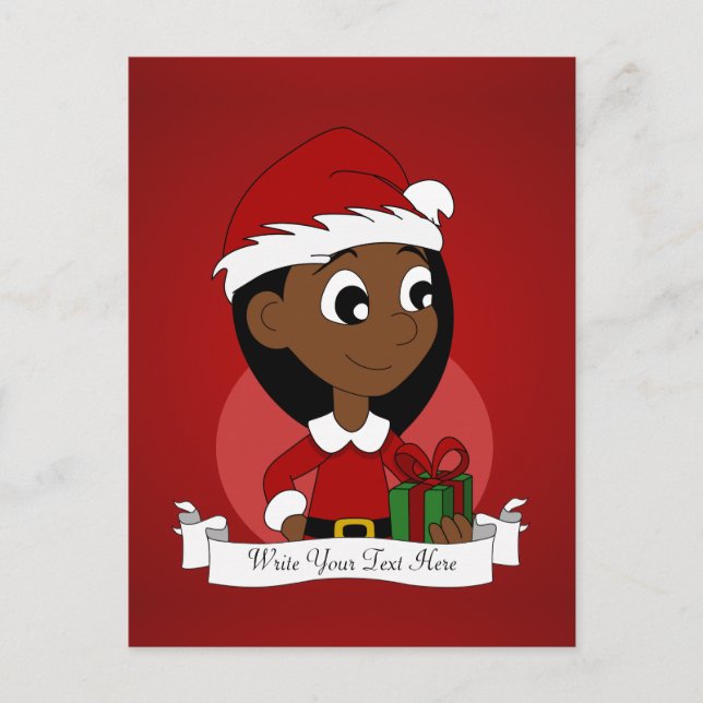 Christmas girl cartoon holiday postcard (Front)