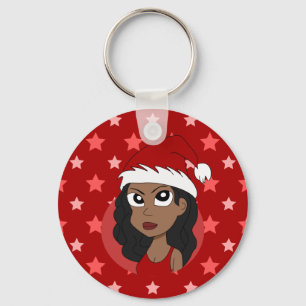 Christmas girl cartoon key ring