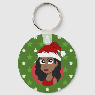 Christmas girl cartoon key ring