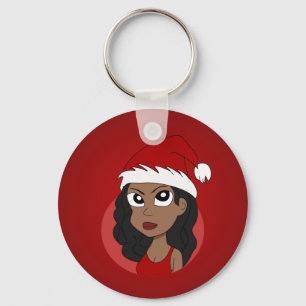 Christmas girl cartoon key ring