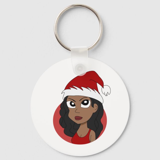 Christmas girl cartoon key ring (Front)