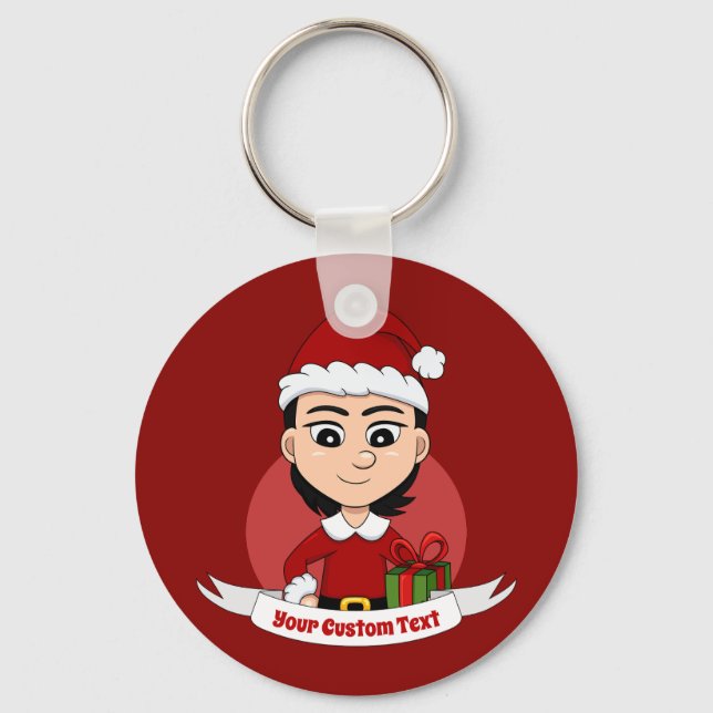 Christmas girl cartoon keychain (Front)