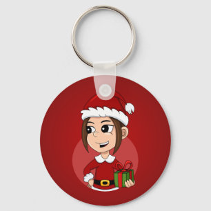 Christmas girl cartoon keychain