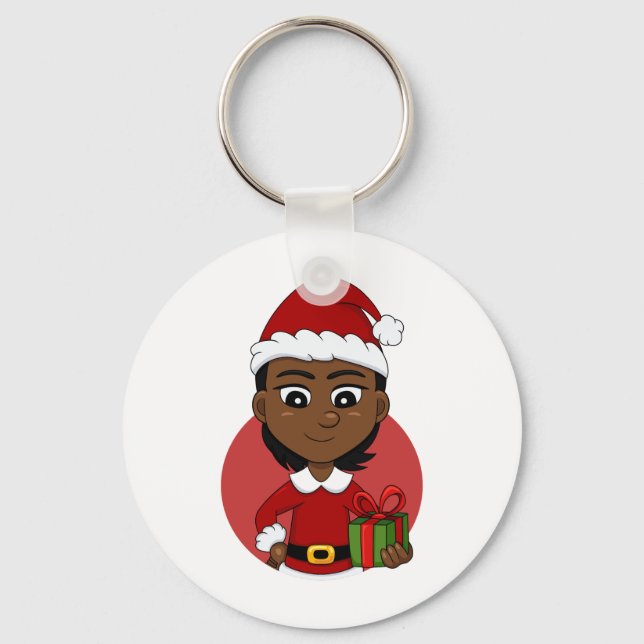 Christmas girl cartoon keychain (Front)