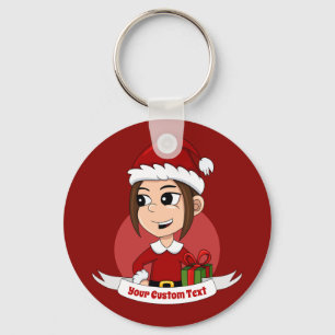 Christmas girl cartoon keychain