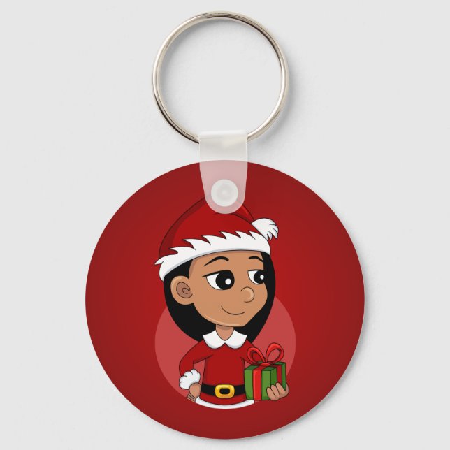 Christmas girl cartoon keychain (Front)