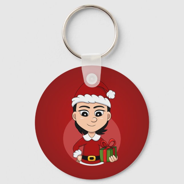 Christmas girl cartoon keychain (Front)