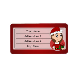 Christmas girl cartoon label