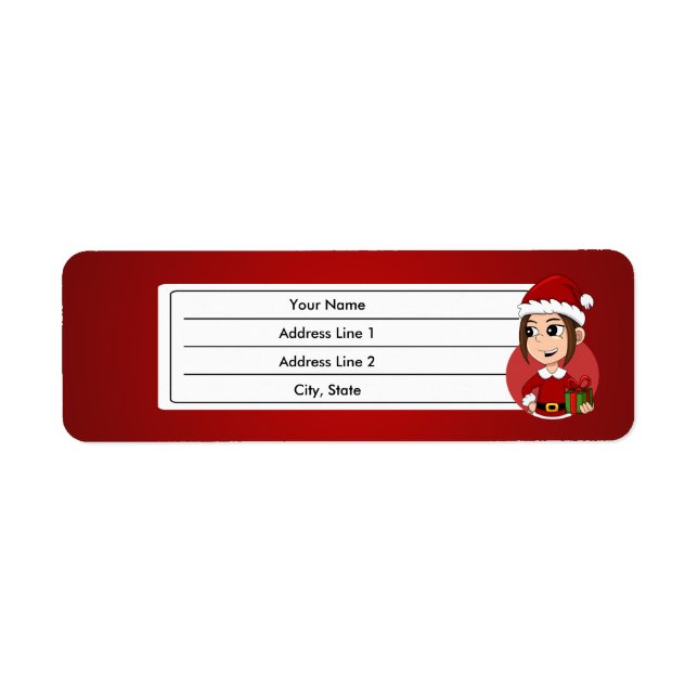 Christmas girl cartoon label (Front)