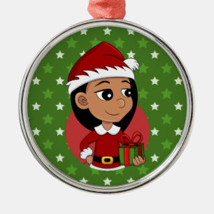 Christmas girl cartoon metal ornament