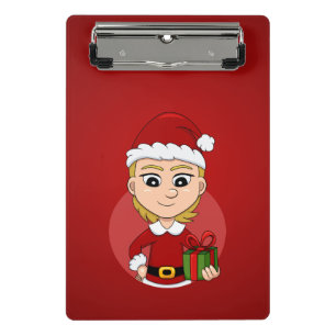 Christmas girl cartoon mini clipboard