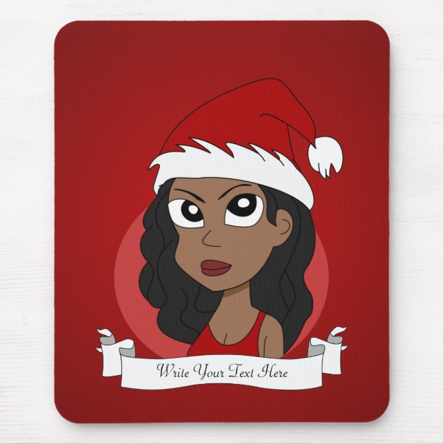 Christmas girl cartoon mouse mat (Front)