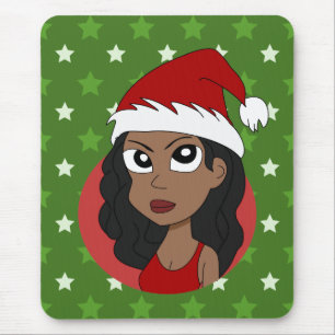 Christmas girl cartoon mouse mat