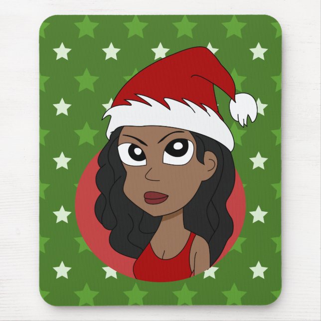Christmas girl cartoon mouse mat (Front)