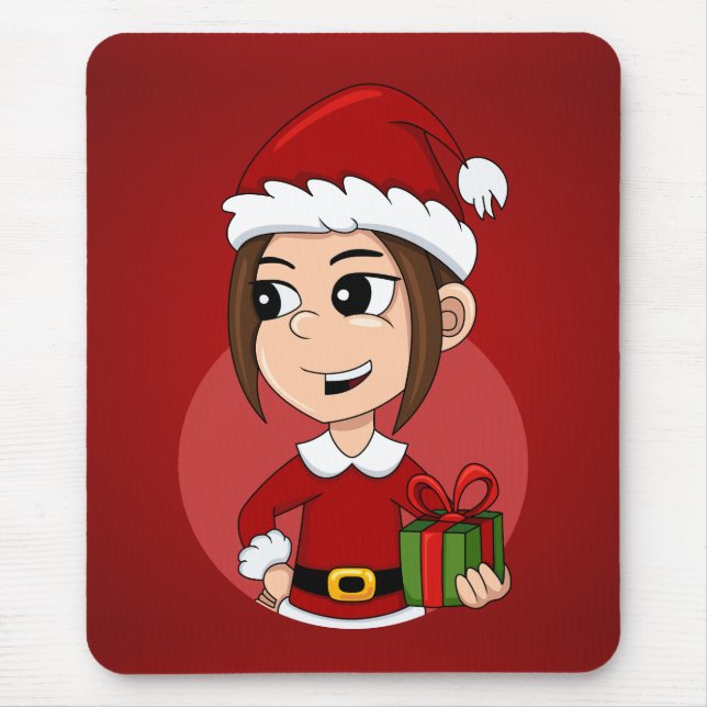 Christmas girl cartoon mouse pad (Front)