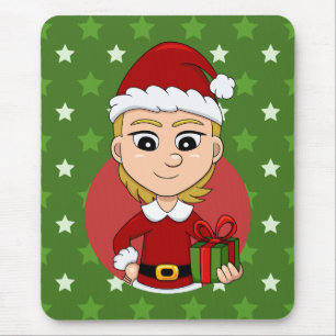 Christmas girl cartoon mouse pad