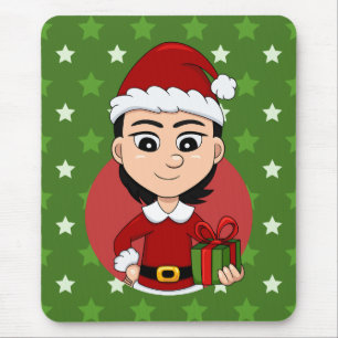 Christmas girl cartoon mouse pad