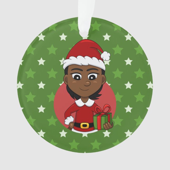 Christmas girl cartoon ornament (Front)
