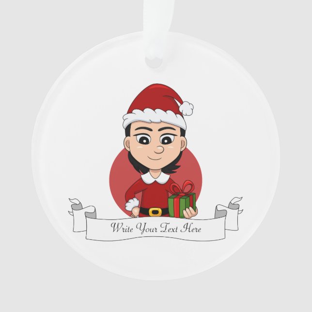 Christmas girl cartoon ornament (Front)