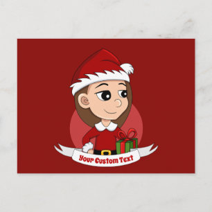 Christmas girl cartoon postcard