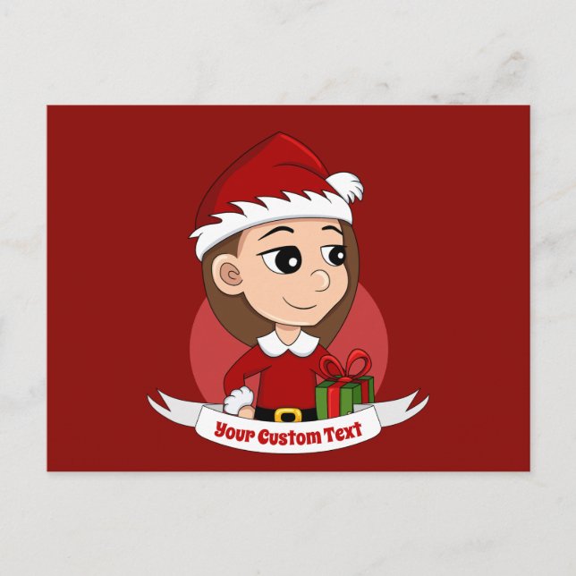 Christmas girl cartoon postcard (Front)