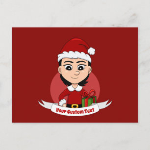Christmas girl cartoon postcard