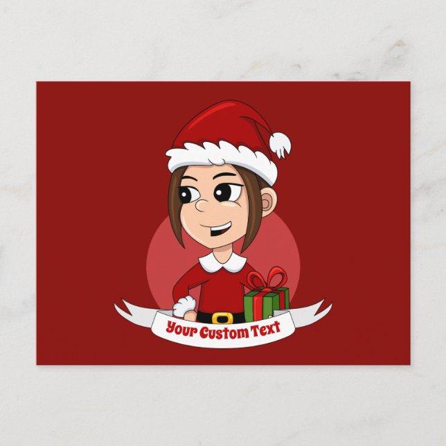 Christmas girl cartoon postcard (Front)