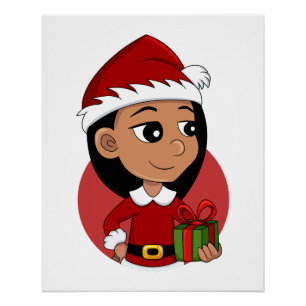 Christmas girl cartoon poster
