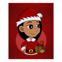 Christmas girl cartoon poster