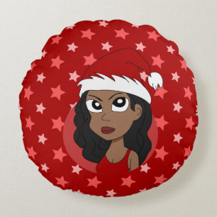 Christmas girl cartoon round cushion
