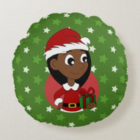 Christmas girl cartoon round pillow
