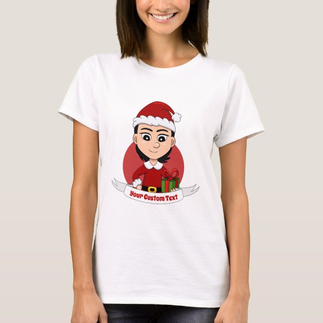 Christmas girl cartoon T-Shirt (Front)
