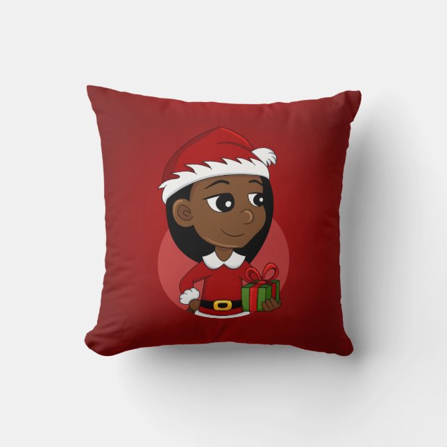 Christmas girl cartoon throw pillow (Front)