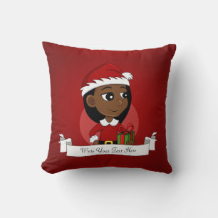 Christmas girl cartoon throw pillow
