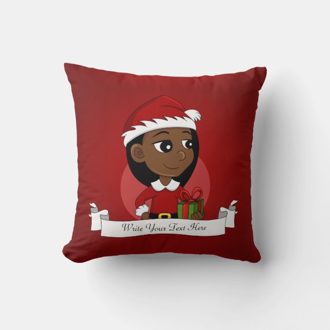 Christmas girl cartoon throw pillow (Front)