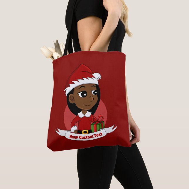 Christmas girl cartoon tote bag (Close Up)
