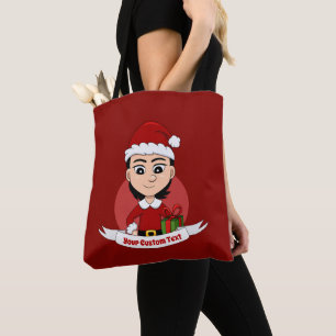 Christmas girl cartoon tote bag
