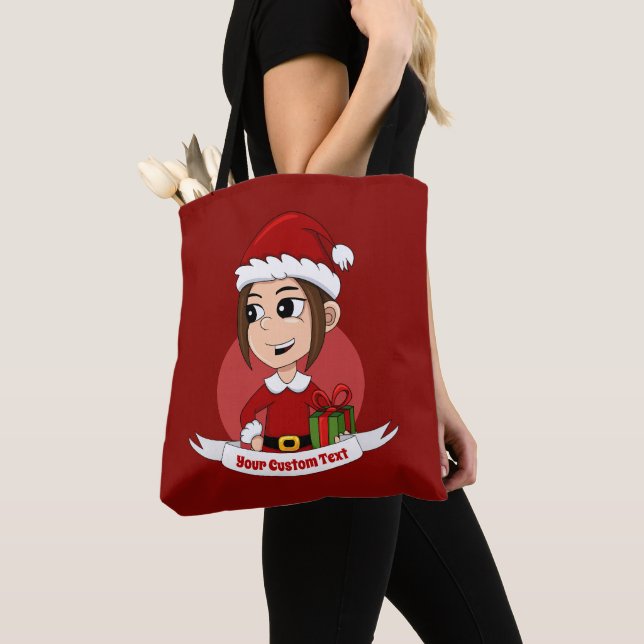 Christmas girl cartoon tote bag (Close Up)