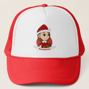Christmas girl cartoon trucker hat