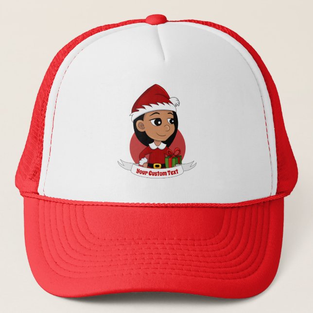 Christmas girl cartoon trucker hat (Front)