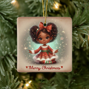 Christmas girl ceramic ornament