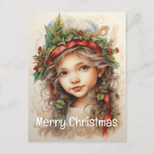 Christmas Girl Custom 5 of 25 Holiday Postcard