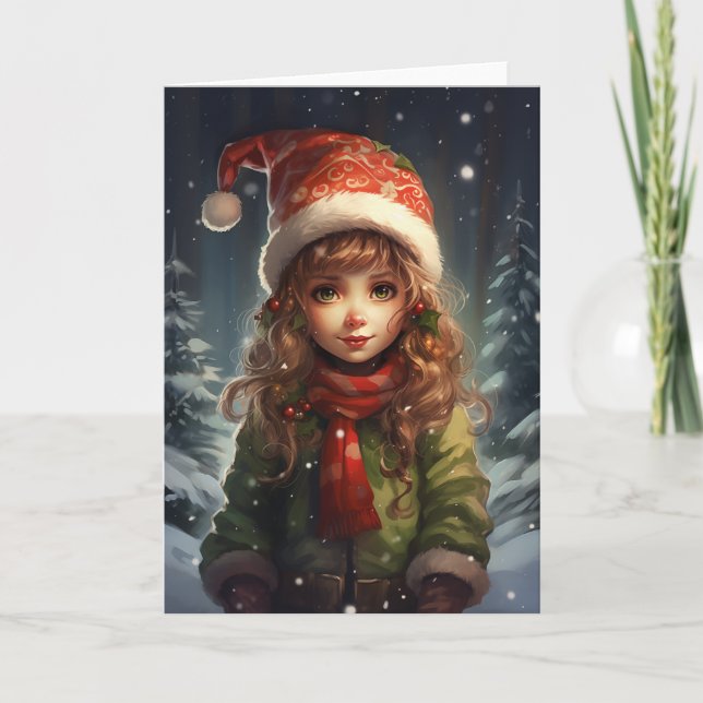 Christmas Girl Elf Card (Front)
