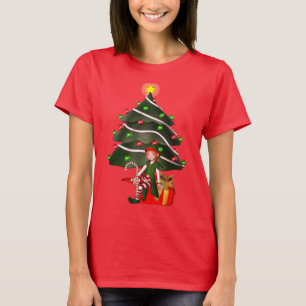 Christmas Girl Elf Tree Present Cute T-Shirt