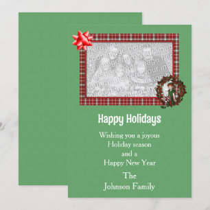 Christmas Girl Elf Wreath Photo  Holiday Card