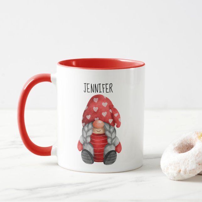 Christmas Girl Gnome Mug (With Donut)