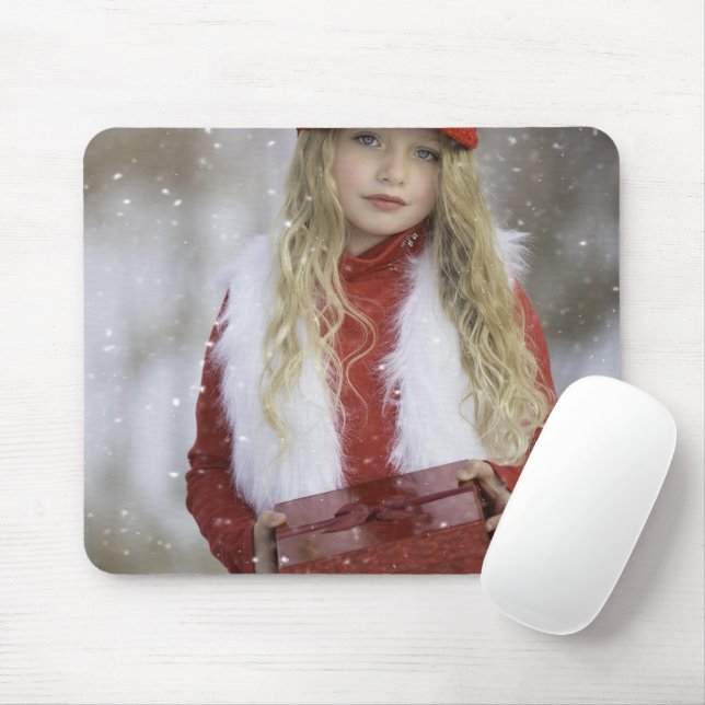 Christmas Girl Mouse Mat (With Mouse)