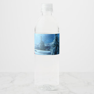 Christmas Girl on Sled Water Bottle Label