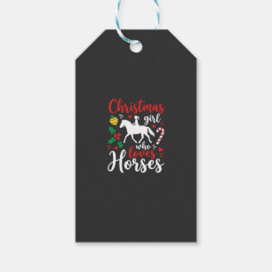 Christmas Girl Who Loves Horses Gift Tags