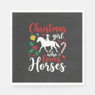 Christmas Girl Who Loves Horses Napkin